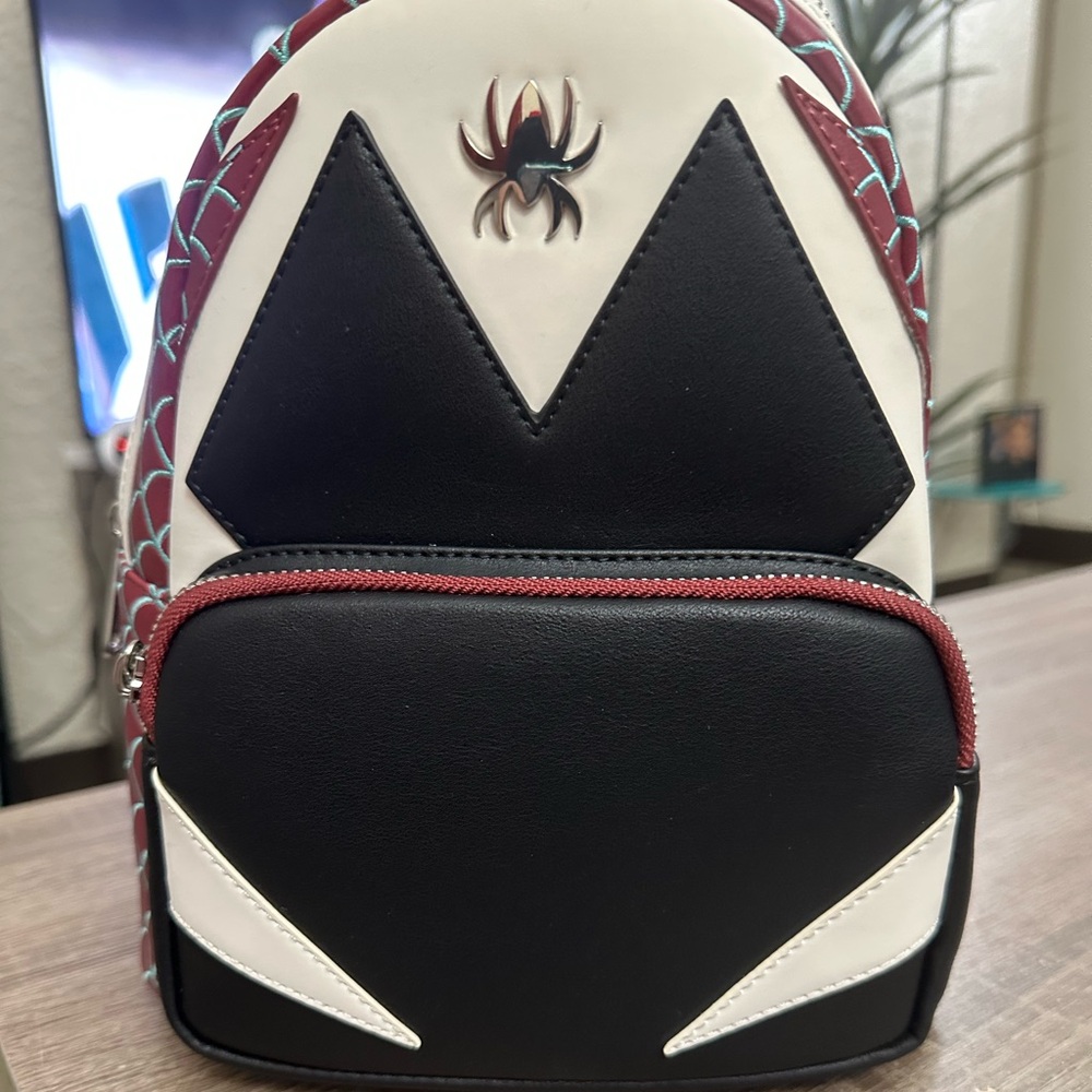 Loungefly Black and White Backpack with Red Accents